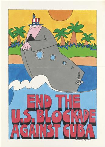 (CUBA.) Group of 5 original poster illustrations in support of Cuba.